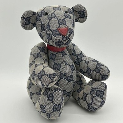 GUCCI GG Canvas Teddy Bear Blue Edition Red nose Used
