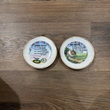 Mini Vintage My House And Garden Prayer Plate With String Wall Hanger