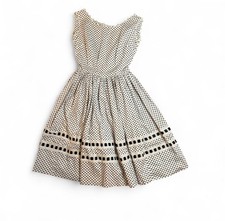 Midi White Polka Dot Cotton Dress Vintage 50s/60s Small Medium Rockabilly