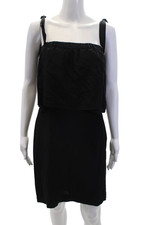 Madewell Womens Sleeveless Square Neck Layered Silk Sheath Dress Black Size 2