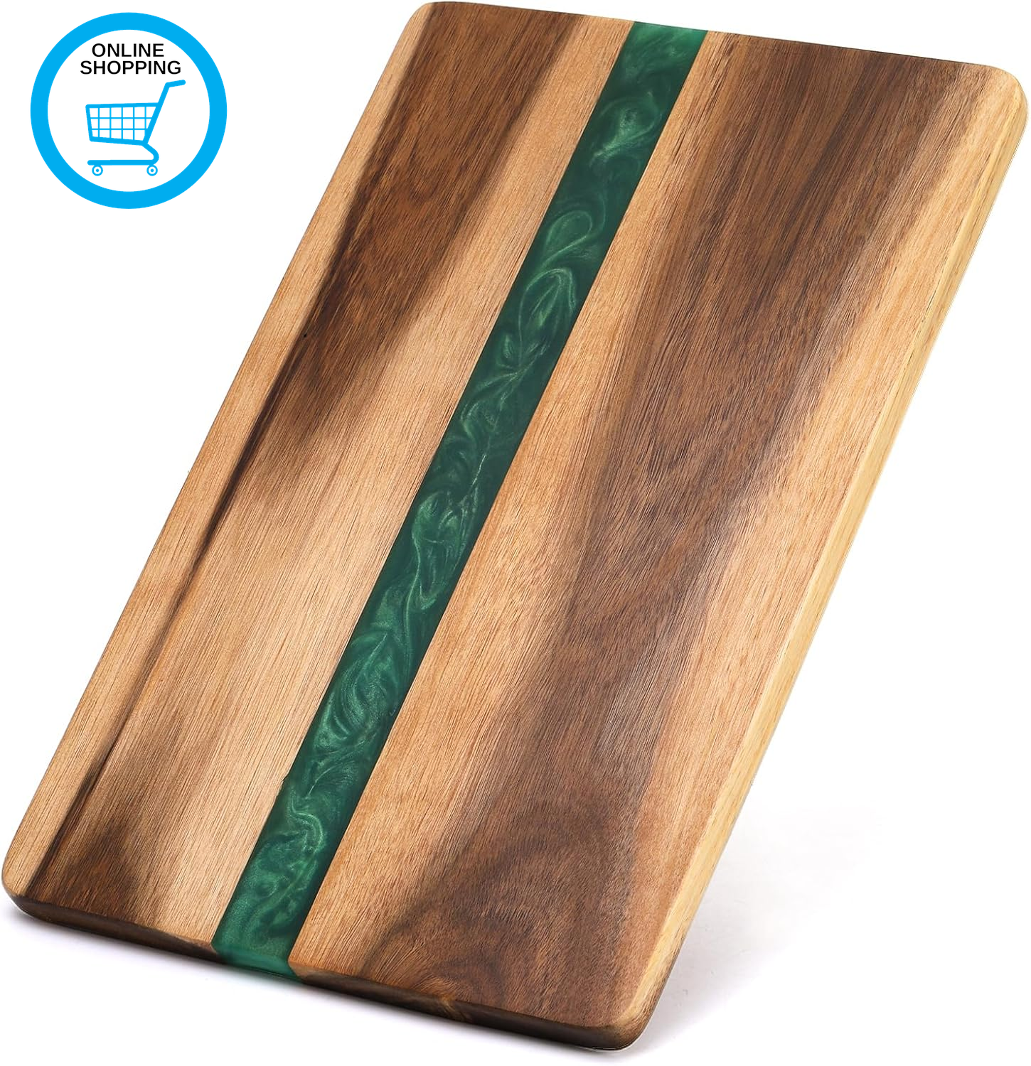 Acacia Wood Resin Cutting Board, Handcrafted Charcuterie Board 39×25×1.5Cm, Wood
