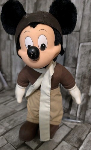 Disney Store Old Fashioned Mickey Mouse Pilot Aviator 11" Plush Model #33010