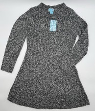 NEW w/ TAGS SURVIVAL BRAND Black Grey Charcoal Tweed Sweater Dress Women's Sz M