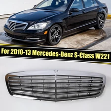 For Mercedes Benz S-Class W221 2010-2013 Chrome Front Bumper Upper Mesh Grille