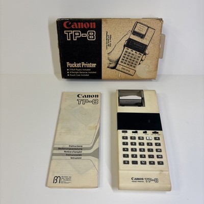 Vintage Canon TP-8 Pocket Printer Calculator Adding Machine Original Box, Works!