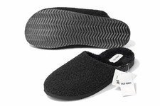 Old Navy Womens Size Faux Fur Slipper Slip-On Hard Bottom Black w/ Brown 8