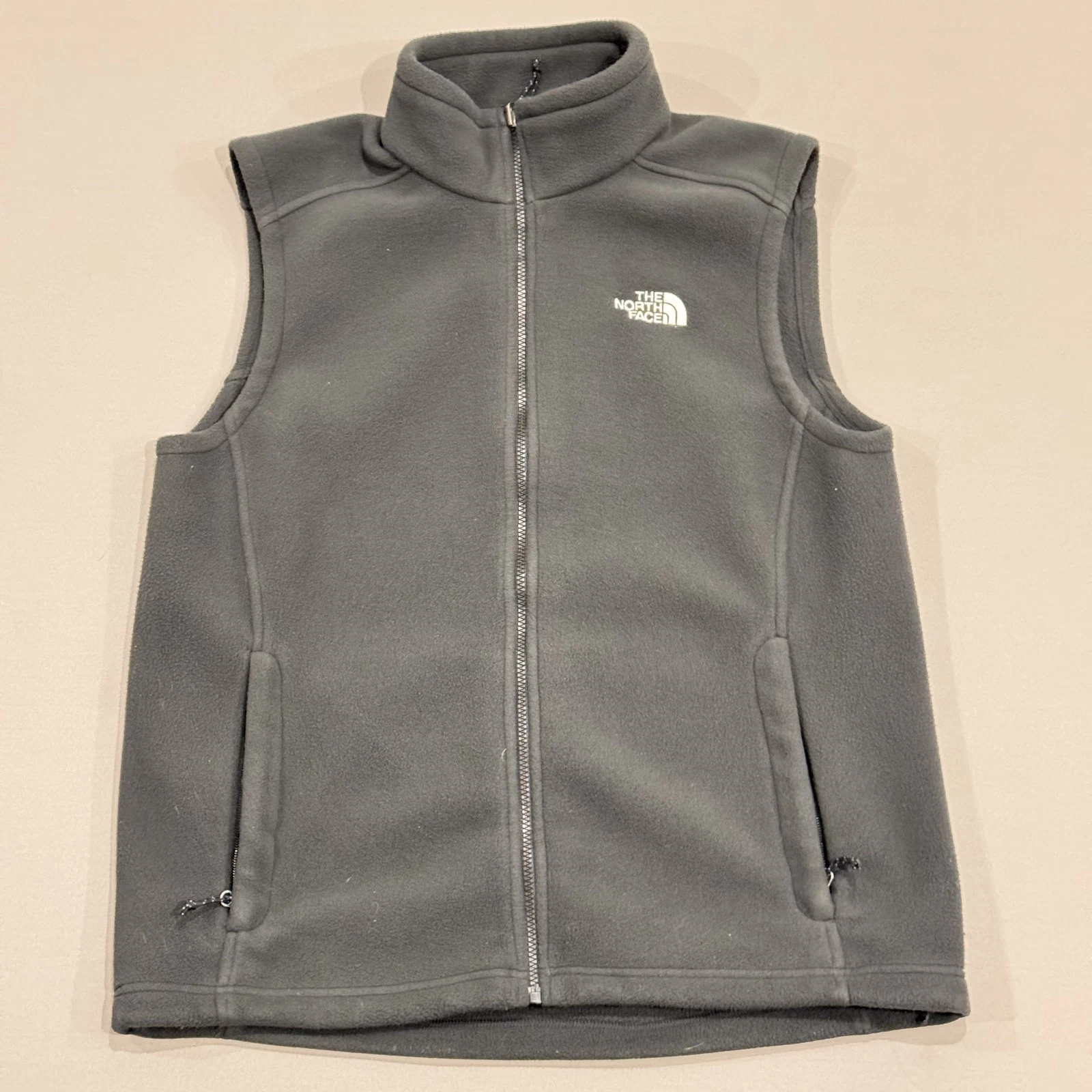 The North Face Vest Mens Large Gray Fleece Full Zip Zippered Pockets Casual Warm