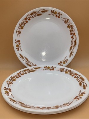 4 Vintage Corelle Harvest Home Wheat Dinner Plates Autumn Fall Discontinued 10 