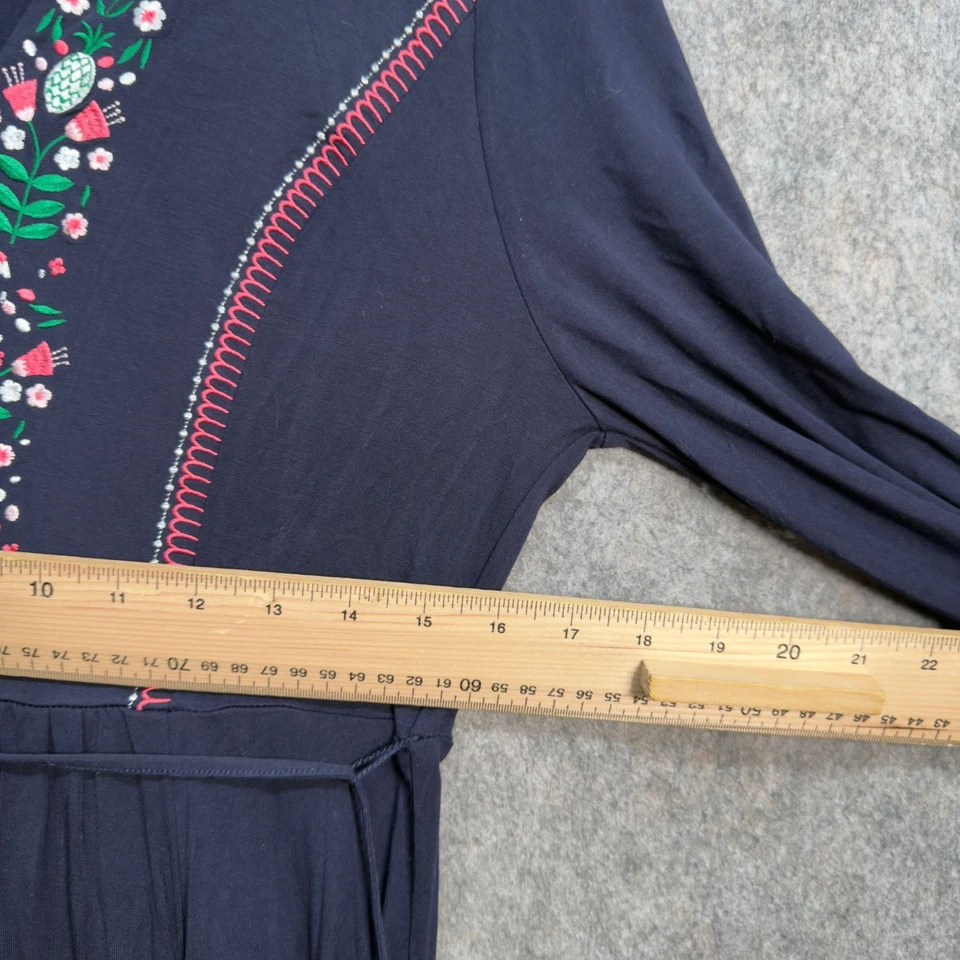 Boden Dress Womens Size UK 12R Navy Multi Remi Embroidered Stretch Midi Kaftan - Image 2 of 4