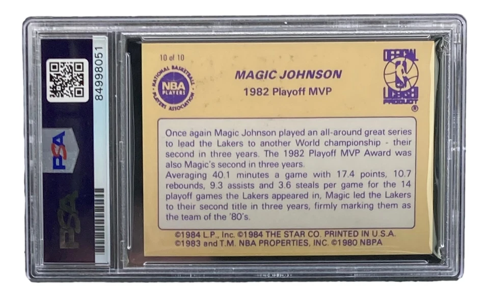 Magic Johnson Signed LA Lakers 1986 Star #10 Trading Card PSA/DNA Gem MT 10 - Image 2 of 4
