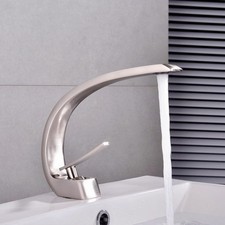 Bathroom Faucet Long Neck Single Hole Basin Mixer Tap Silver or Gold Clearance