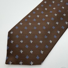 Brooks Brothers Stain Resistant Neck Tie Silk Floral Brown Made in USA Mens