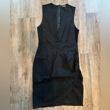 Lulus Cocktail Hour Black Wrap Dress Size Small Black Midi Sleeveless Black Tie