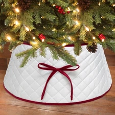 Ivory Quilted Christmas Tree Stand Band Skirt 22" by Holiday Time