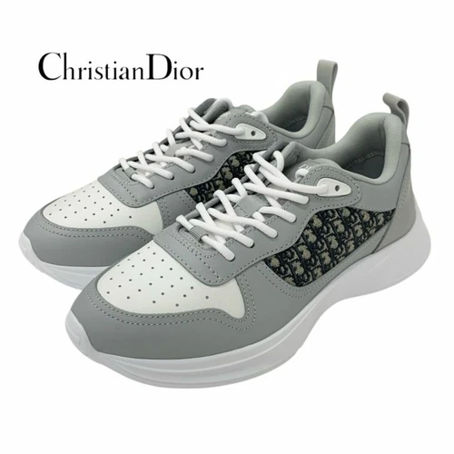 Baskets Christian Dior B25 cuir tissu gris blanc oblique occasion TIEE 0