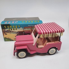 Vintage Japan Tin Jeep Beach Surrey Pressed Steel Toy Car TN TOYS NOMURA w/ Box