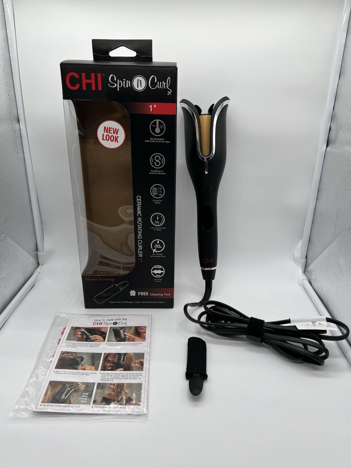 CHI Spin N Curl 1 Inch Ceramic Rotating Curling Iron Black