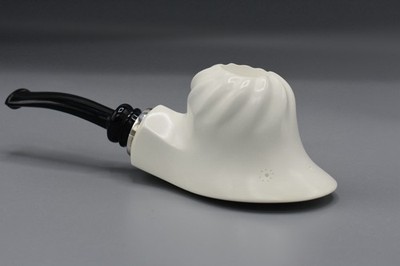 Smooth Swirl Volcano  Pipe Reverse Calabash Block Meerschaum-NEW W CASE#1285