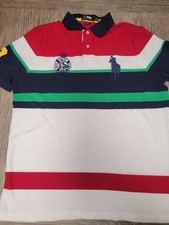 Polo Ralph Lauren Men's L Yacht Club Big Pony 3 Striped Polo Preppy Classic Fit