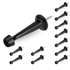 12 PCS Black Heavy Duty Solid Rigid Door Stop Soft Rubber Tip Zinc Die Cast