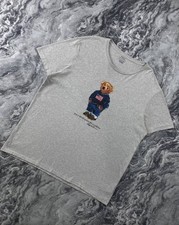 Polo Ralph Lauren Bear USA T Shirt Men Size XL Gray