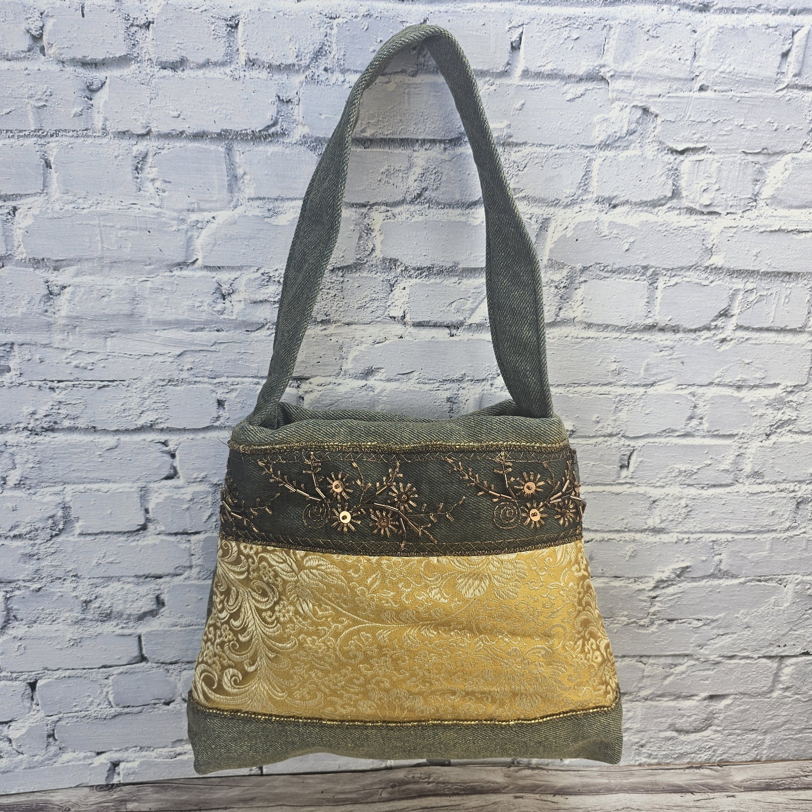 Lily Black Beaded Patchwork Purse - image 2