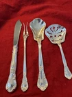 Sterling Gorham Chantilly  Pcs Butter Knife,pickle Fork, Sugar Spoon, Nut Spoon