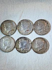 6 Silver Coin Lot Kennedy 40% Silver Half Dollars Late 60s