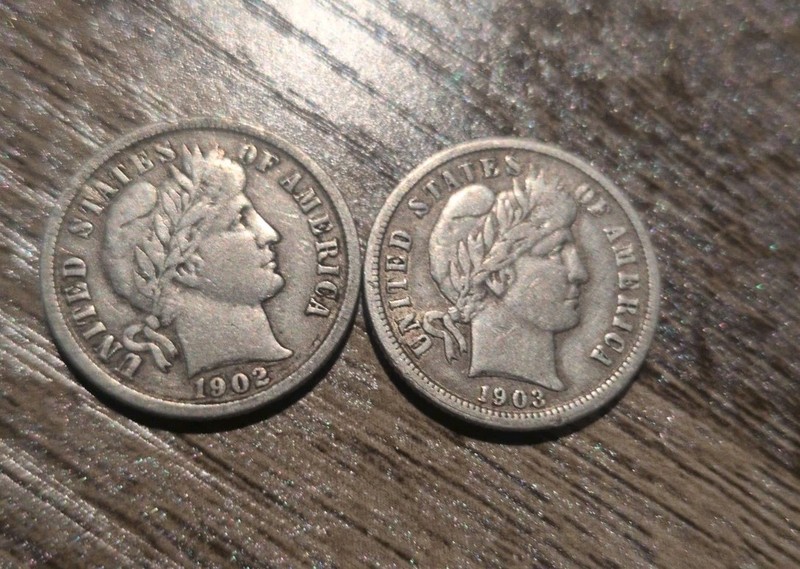 1902 Barber Dime 10C Combo
