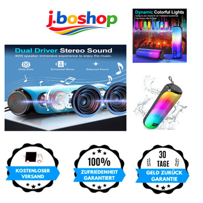 VOCH Bluetooth Lautsprecher RGB Licht 40W Stereo Sound TWS Paarung