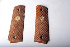 Colt 1911 Vintage Commercial Wood Grips With Gold Medallions