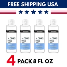 Neutrogena Alcohol-Free Daily Facial Toner Fragrance Free 8 oz Lot of 4 NEW