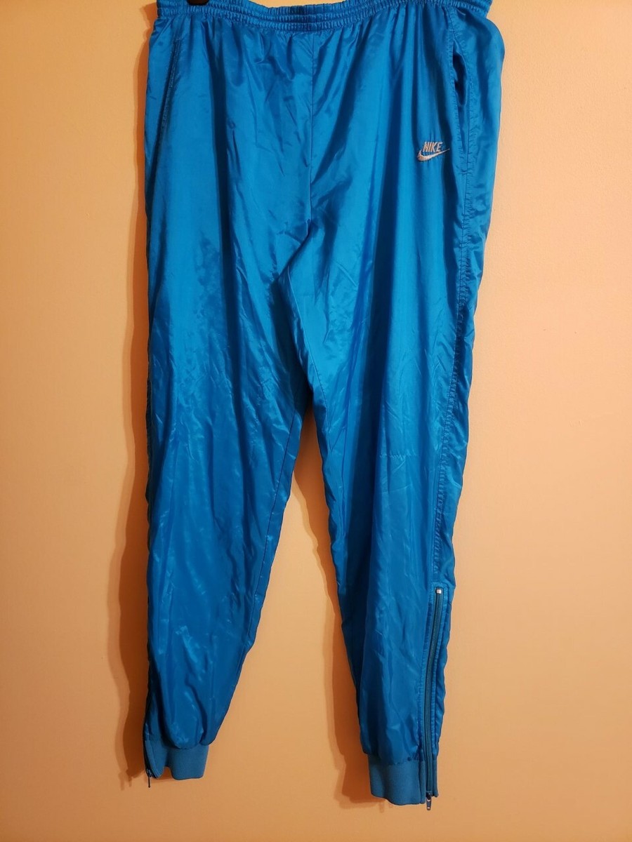90s Nike Zip Cuff Nylon Joggers Jogger Pants Teal Blue Men Large