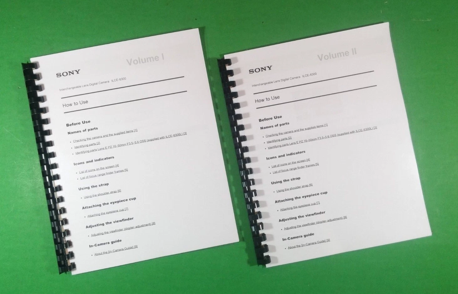 Owners Manual for Sony ILCE-6300 Camera 286 Pages W/Clear Covers W/Clear Covers