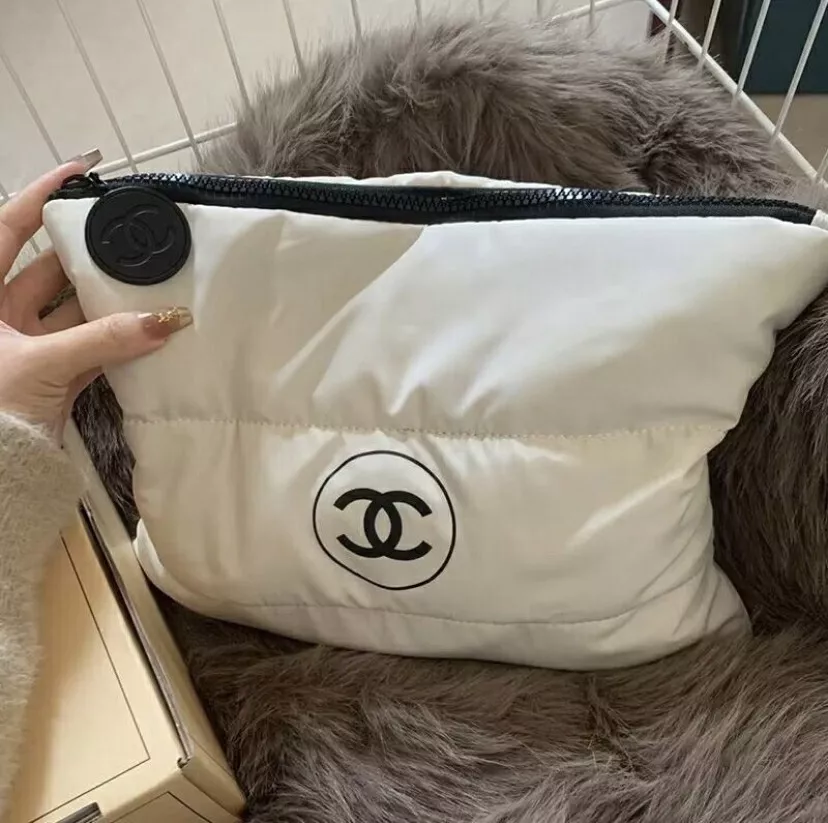 Chanel Beauty Gift White Puffy Makeup Bag Pouch Clutch Cosmetic Case NEW Vip eBay