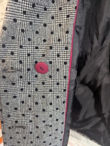 Boden Fawcett Blazer Size 12 Grey Polka Dot Spotted Wool Mix Double Breasted - Picture 8 of 13