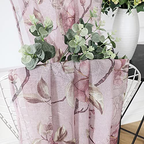 Transparenter Vorhang Rosa Blume Blatt Bedruckt Floral Bestickt Schlafzimmer Vorhänge Sh... - Bild 6 von 7