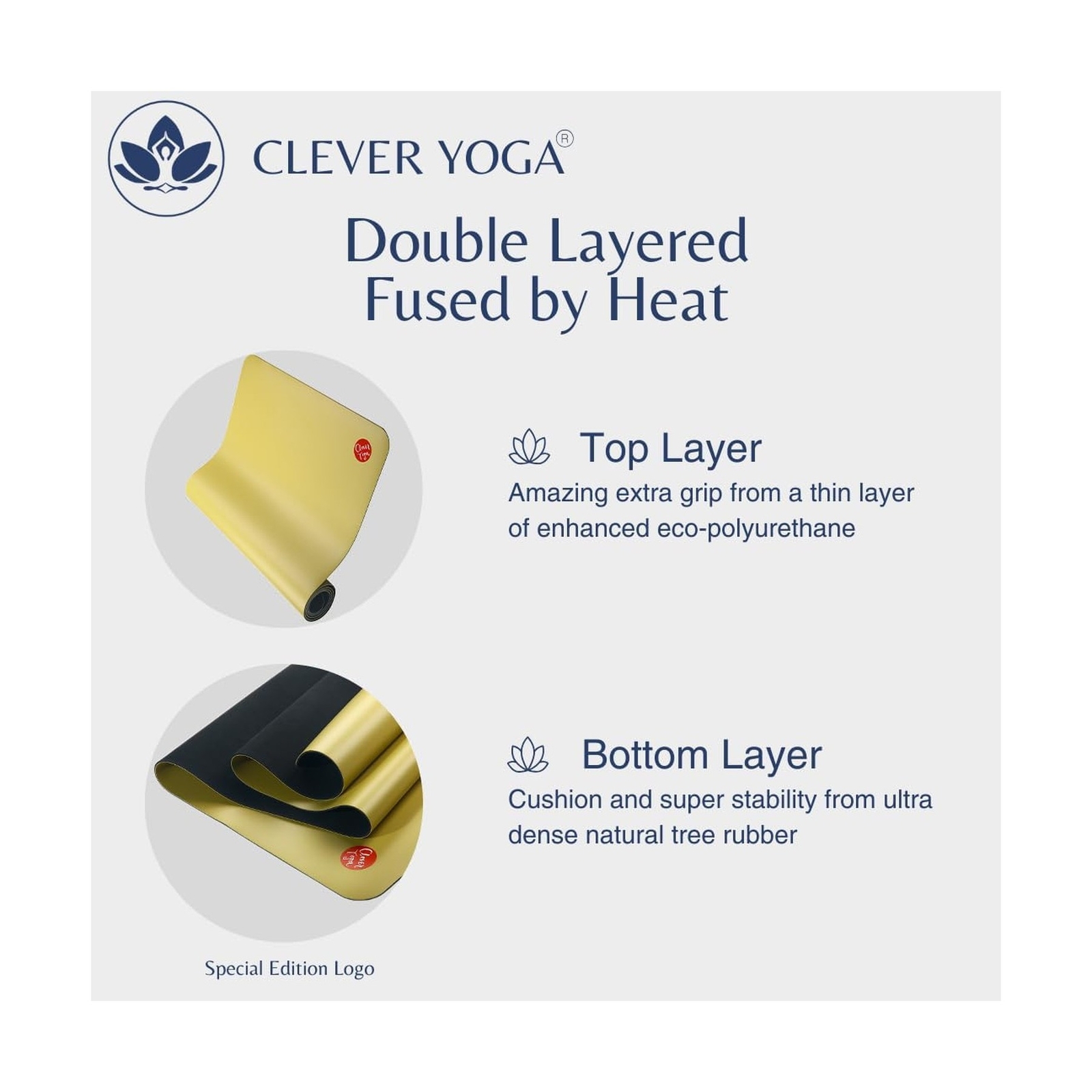 Clever Yoga Liquid Balance Thick Yoga Mat - Pro Exercise Yoga Mat w... Fast Ship