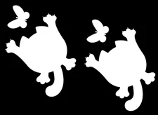 Splat Cat Butterfly Two 5" White Vinyl Decals Car Truck Windows Tablet Mirror