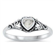 Heart Ring Genuine Sterling Silver 925 Height 6 mm Sizes 4 - 10