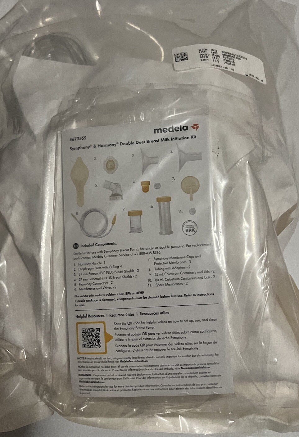 Medela Double Duet Breast Milk Initiation Kit Symphony Harmony Sterile