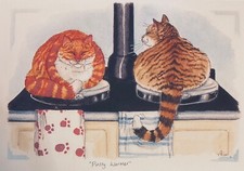 Funny Cat Greeting Card Alison’s Animals~ Pussy Warmer ~ Aga ~ Blank~See Dscr