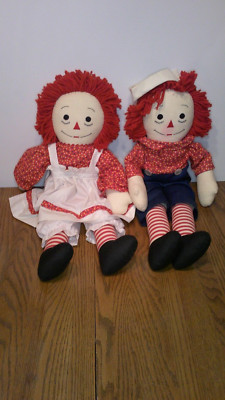 vintage 24'' raggedy Ann and Andy cloth dolls well made and VGC condition     Z30