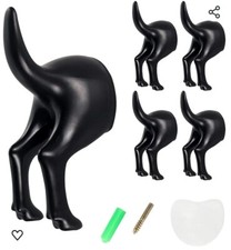 Black Dog Hooks Hangers Entryway Bathroom Wall Leashes NIB New