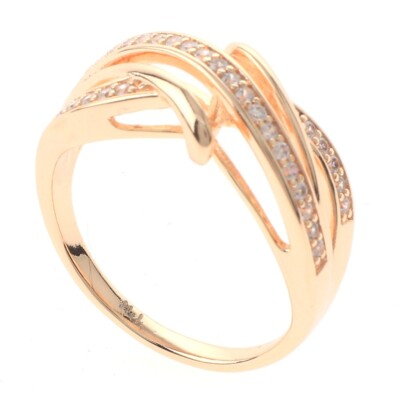 #ad Gold Tone Gold Plated Ring With Clear Rhinestone amp; Cubic Zirconia XPE2600 G9 $12.99