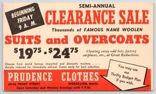 Prudence Clothes Clearance Sale Front Street Worcester MA Postcard 1942