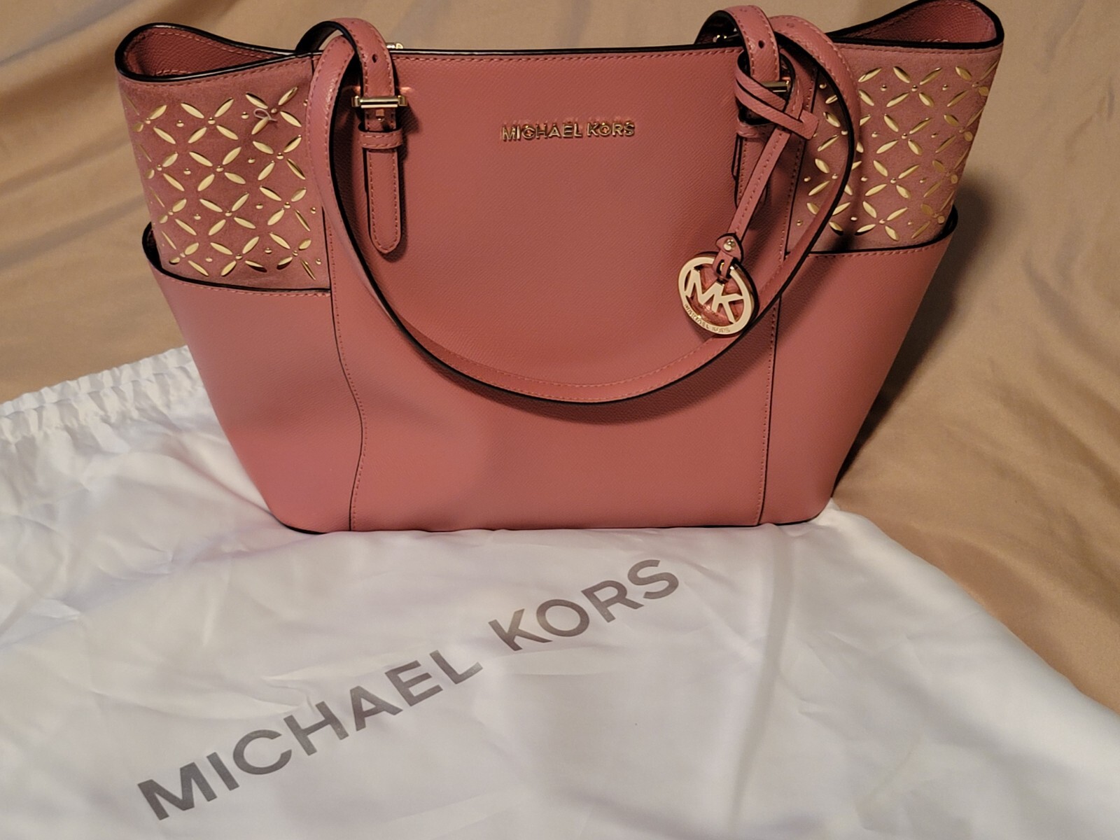 Michael Kors rose pink Saffiano leather tote bag