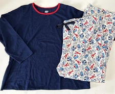 Lands End Women’s XL Pajamas Lobster Crab Maritime Holiday Christmas