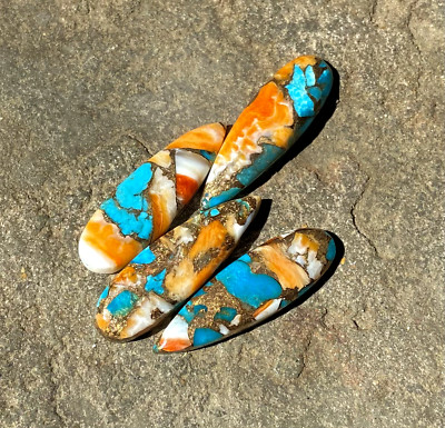 5 Pcs Natural Oyster Copper Turquoise Pear Shape Cabochon lot ( Size 8X16 mm).