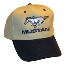 Ford Mustang Men's Official Licensed Embroidered Emblem Hat Cap - Black/Khaki